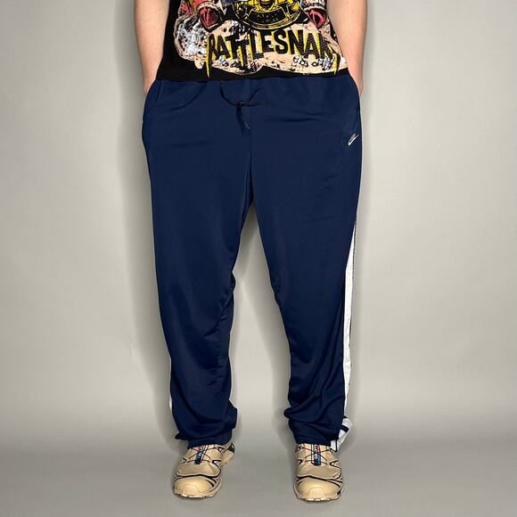 Vintage Y2K Nike Sweatpants Mens XL Baggy Wide Leg Navy Blue White Polyester - Picture 2 of 4